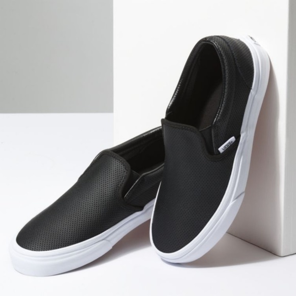 vans mens perforated leather slip on
